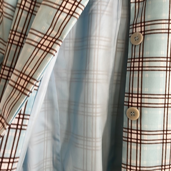 Plaid blue and brown long blazer coat size 8 Petite - Picture 4 of 8